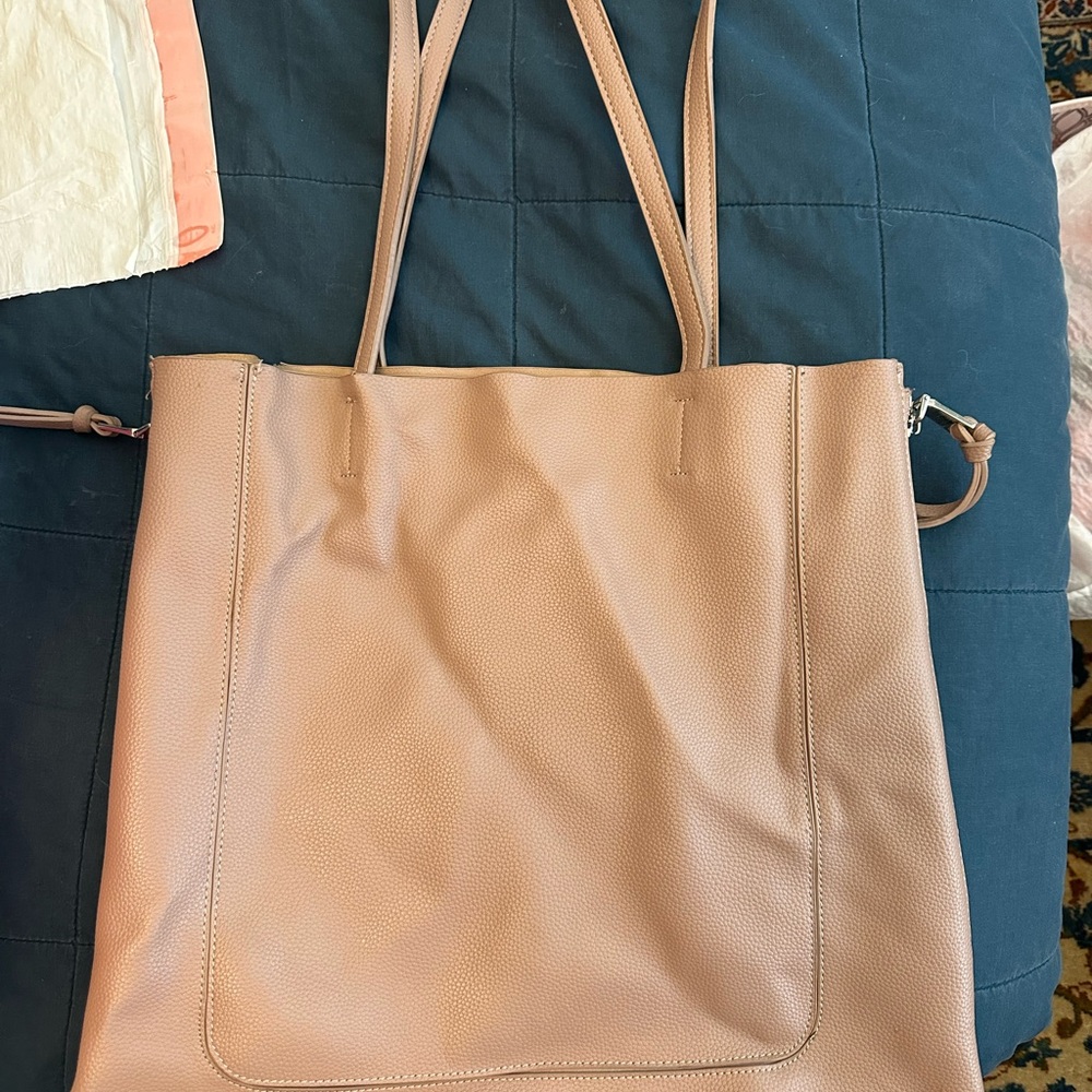 Elegant Pink Leather Tote Bag